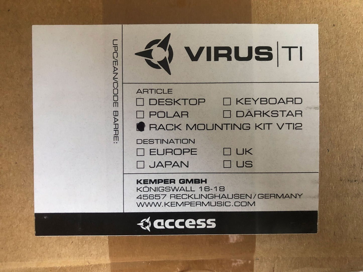 Access Virus TI2 Desktop Rack Mounting Kit