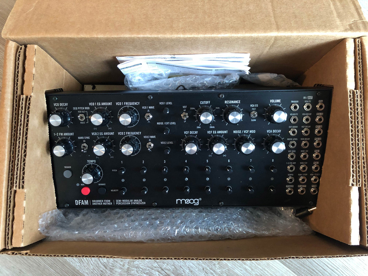 Moog DFAM Drummer From Another Mother Analog Percussion Synthesizer w/ OG Box, Patch Cables + PSU