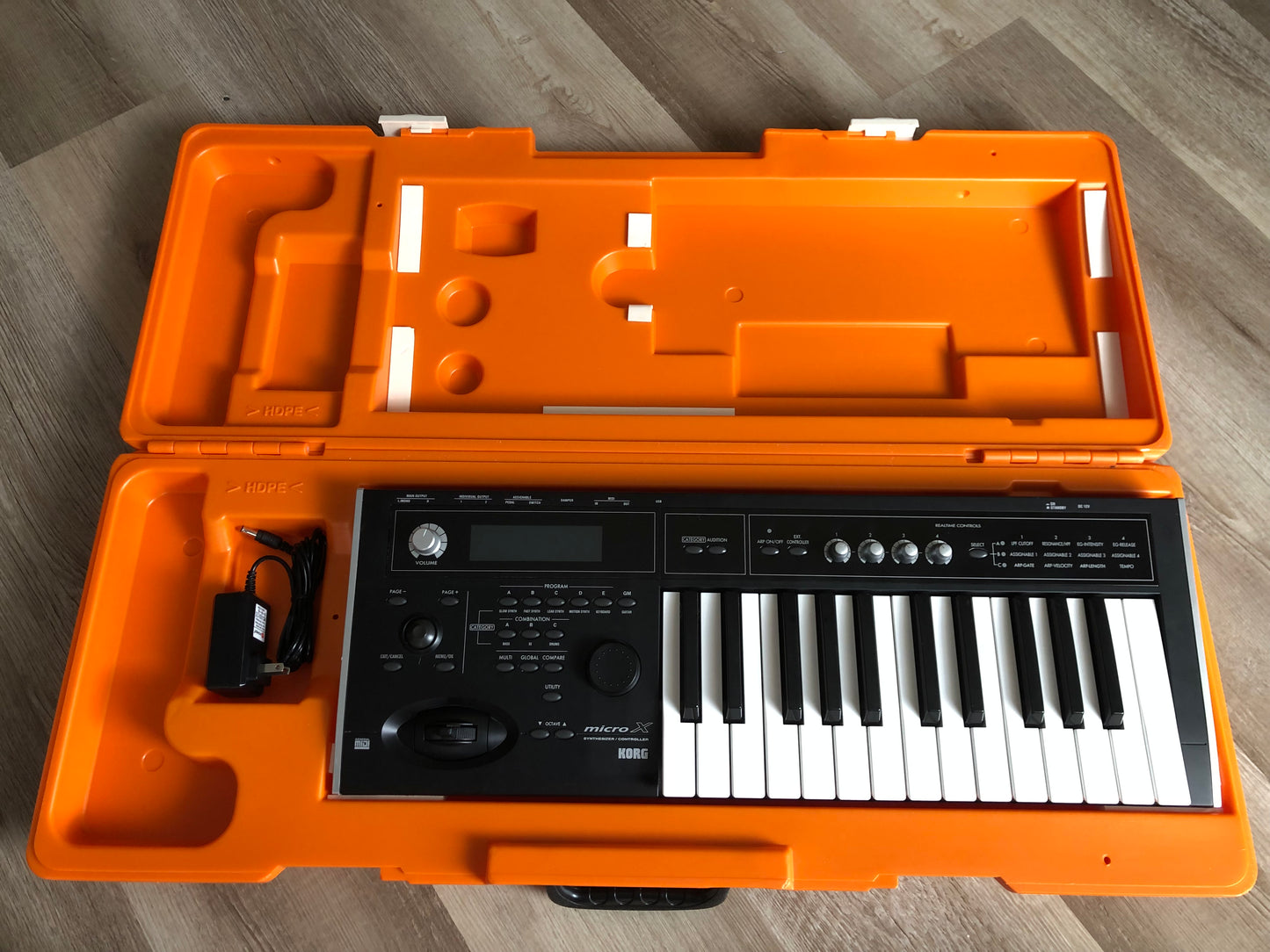 Korg MicroX w/ Orange Carrying Case + Aftermarket PSU