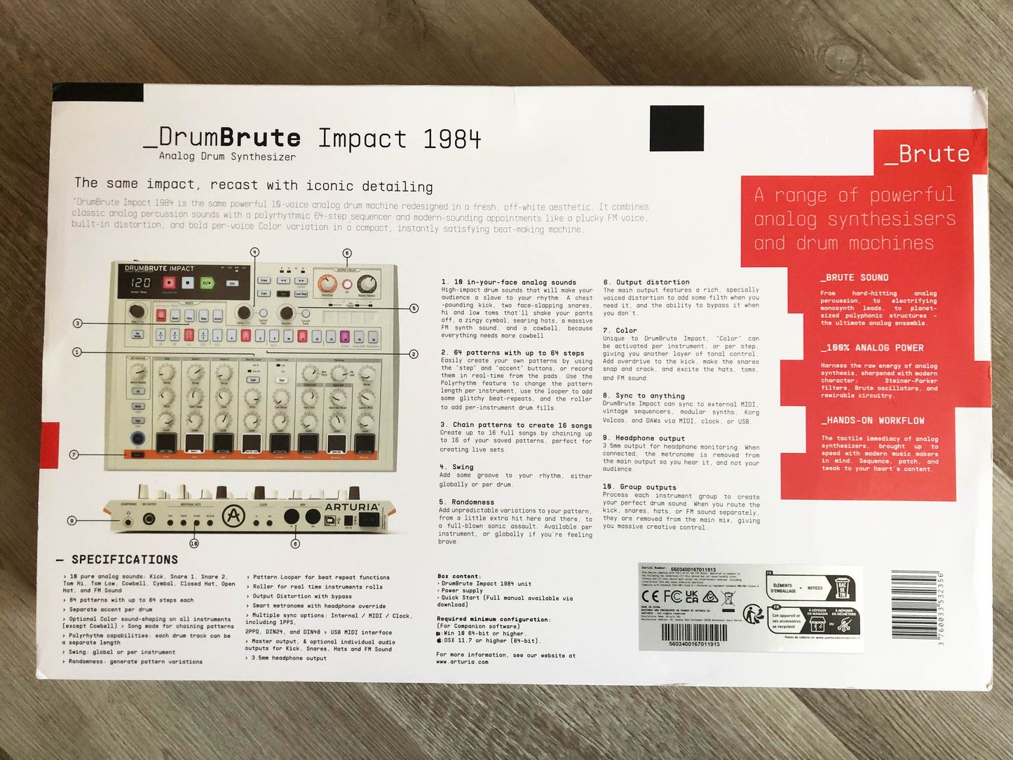 Arturia Drumbrute Impact 1984 Edition (White) Analog Drum Synthesizer, Mint w/ OG Box + PSU