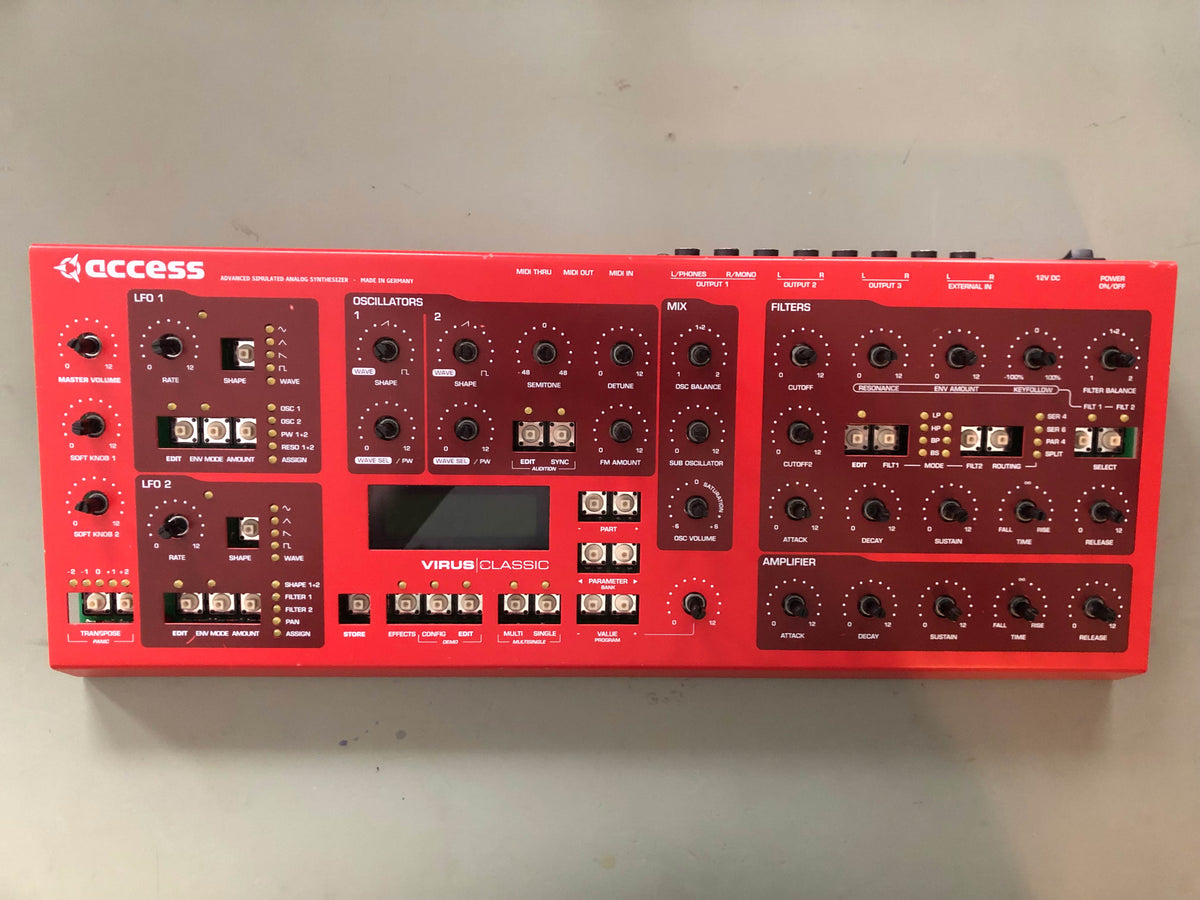 Access Virus Classic Desktop, Fully Recapped w/ All New Tacts, New Power Switch, Battery, Triad PSU + Original Red Rack Ears