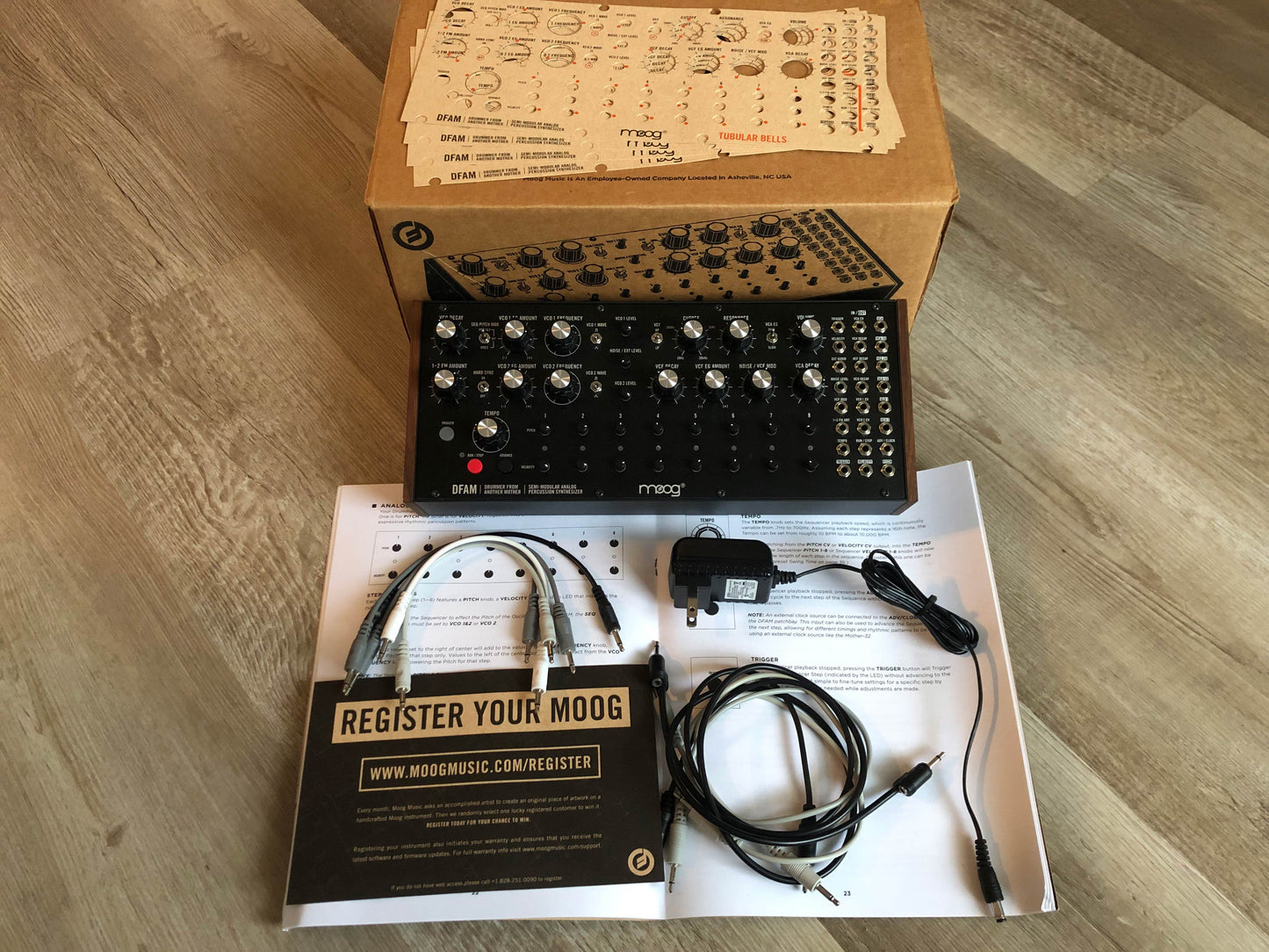 Moog DFAM Drummer From Another Mother Analog Percussion Synthesizer w/ OG Box, Patch Cables + PSU