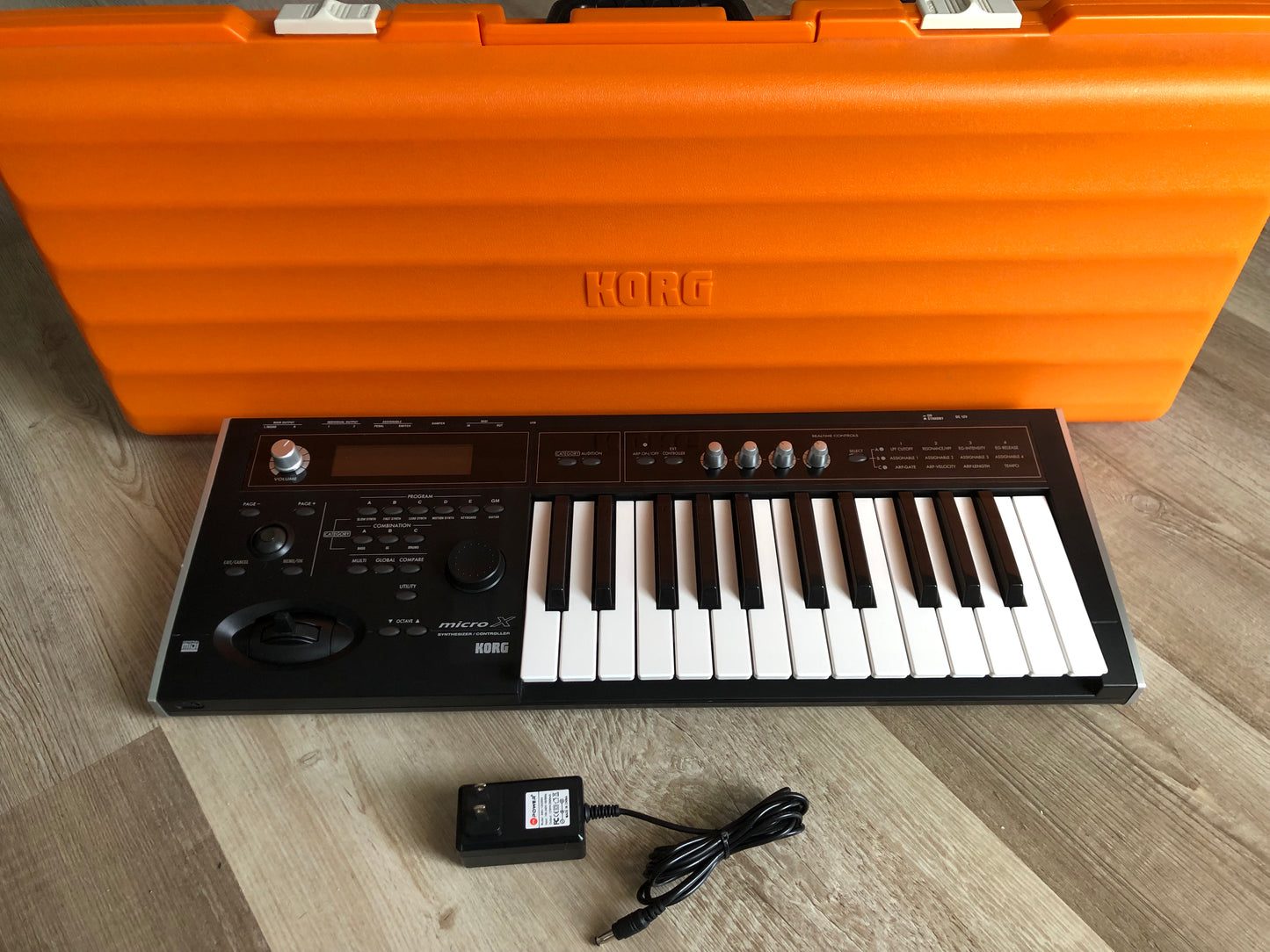 Korg MicroX w/ Orange Carrying Case + Aftermarket PSU