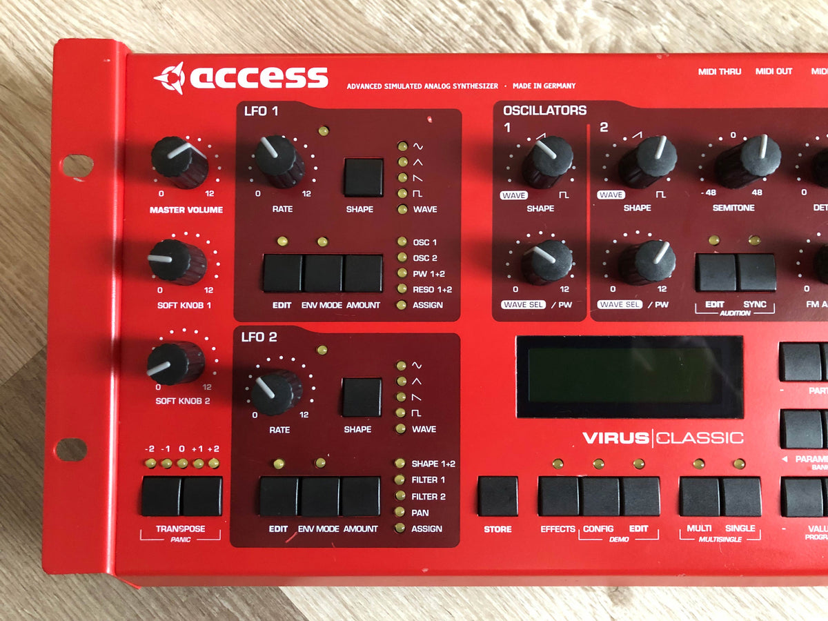 Access Virus Classic Desktop, Fully Recapped w/ All New Tacts, New Power Switch, Battery, Triad PSU + Original Red Rack Ears