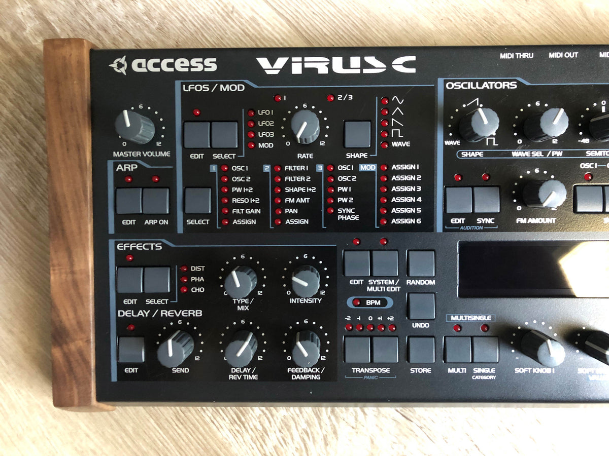 Access Virus C Desktop w/ All New Tacts, Power Caps, Battery + Custom LUX PMVA Display & Walnut Wood Sides